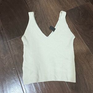 Cream Ribbed Knit Women's Top